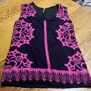 Free People Dress S/P SMALL PETITE Womens Black FLORAL FLOWERS Preowned